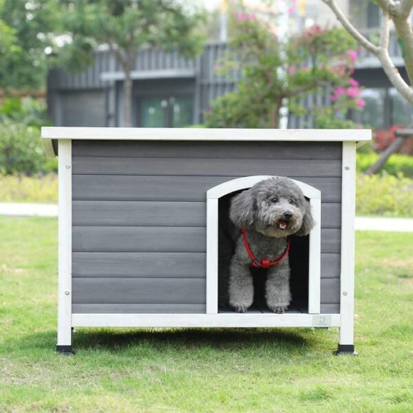 Outdoor Wooden Dog House with Hinges