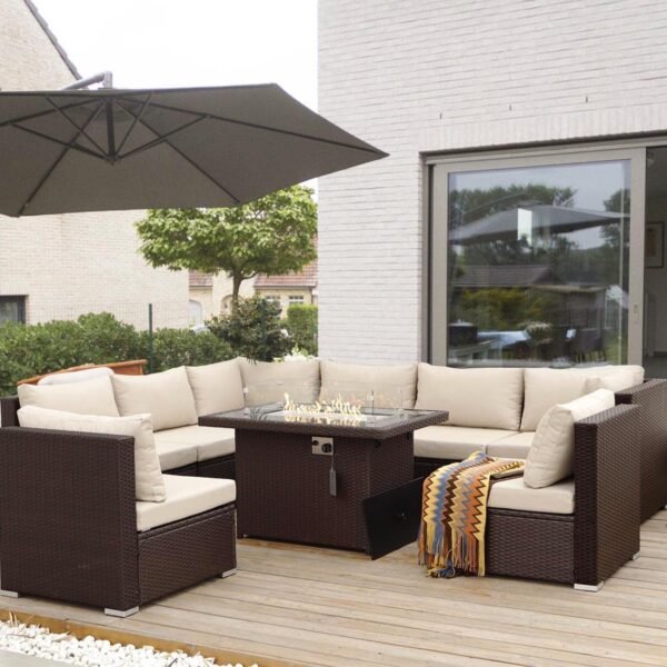 High Back PE Rattan Patio Furniture Sectional Sofa Sets with
