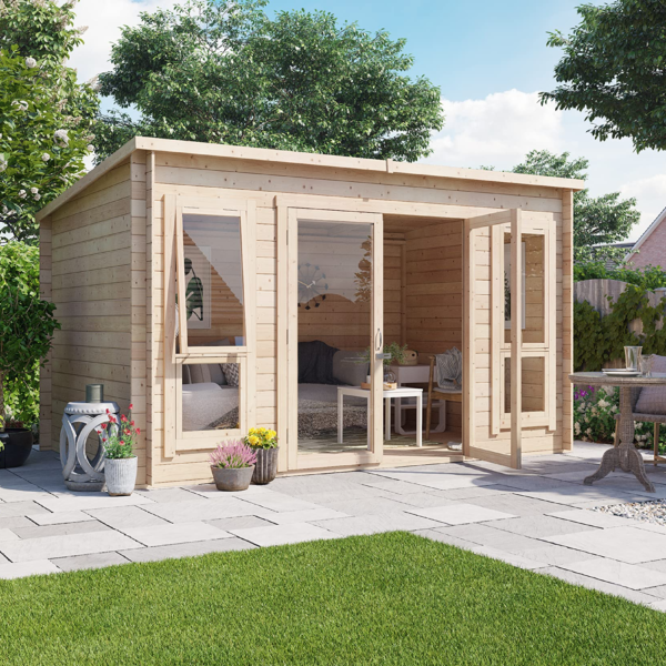 12x8 Log Cabin Summerhouse Garden Office Studio Modern Pent