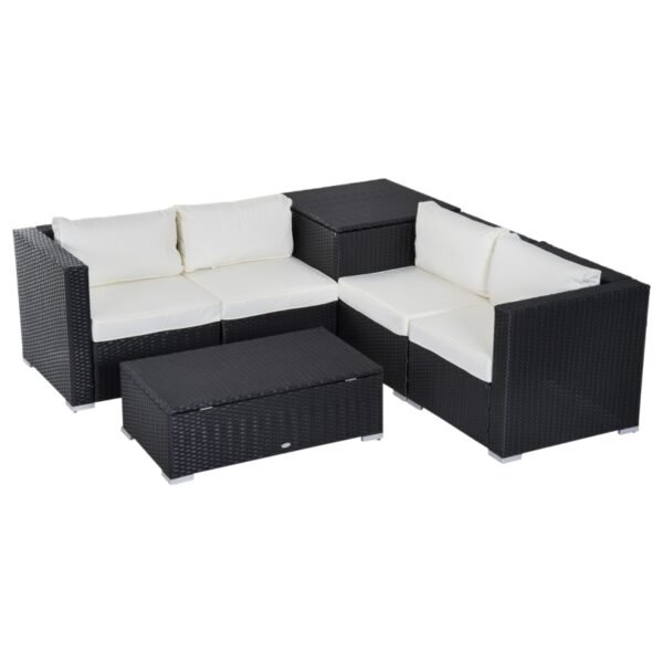6pc Rattan Wicker Set Garden Sectional Furniture Storage