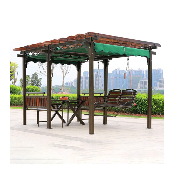 Outdoor Gazebo Swing Grape Rack Anti-Corrosion Wood Aluminum
