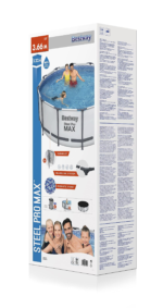 Steel Pro Max Round Frame Swimming Pool with Filter Pump, Grey