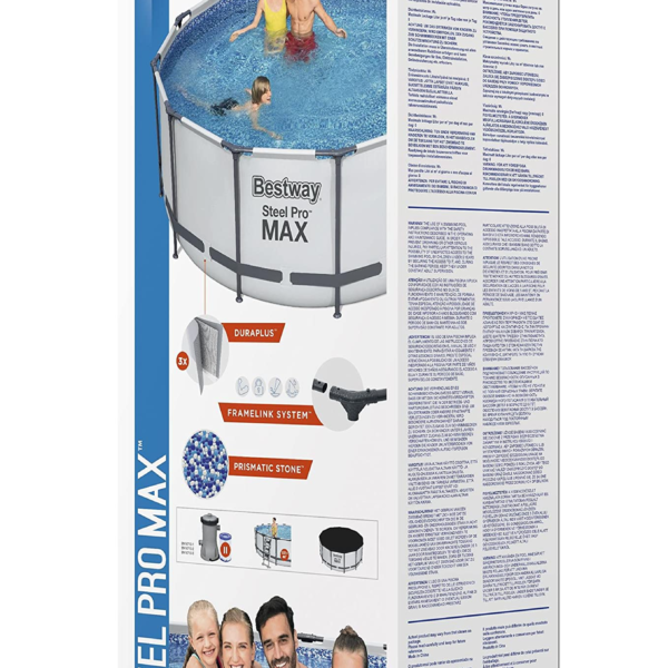 Steel Pro Max Round Frame Swimming Pool with Filter Pump, Grey