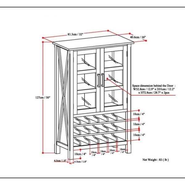 18-Bottle SOLID WOOD 32 inch Wide Contemporary High Storage