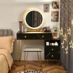 Vanity Set with 3 Colors Lighted Mirror