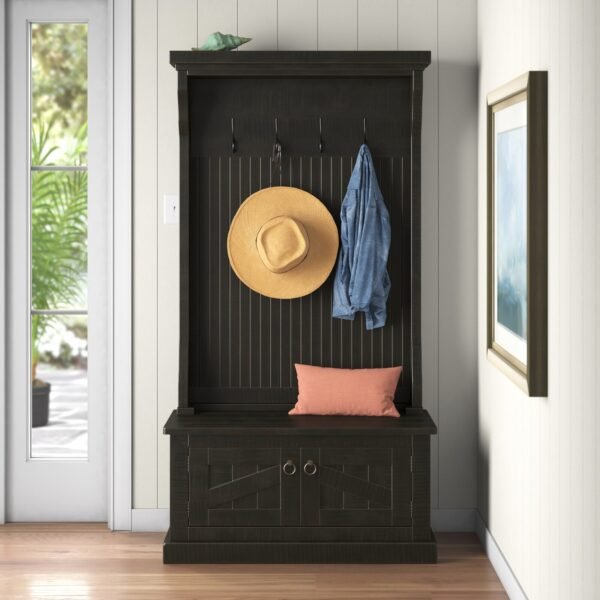 Kinley 37.5'' Wide Solid Wood Hall Tree with Bench and Shoe