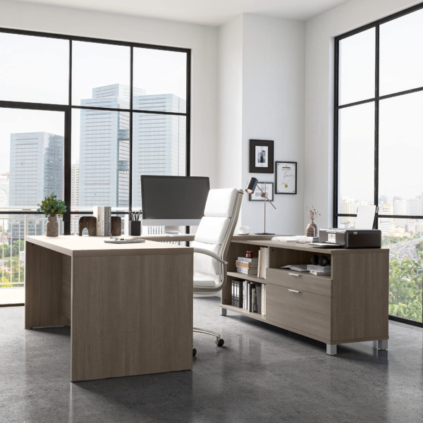 Bestar Pro-Linea U-Desk, Bark Grey