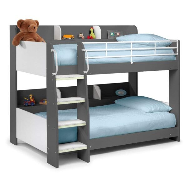 Kids Bunk Bed with Storage Shelves with 2x Pocket Sprung Mattress