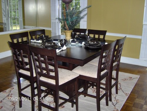 9 Piece Counter Height Storage Dining Table with Lazy Susan &