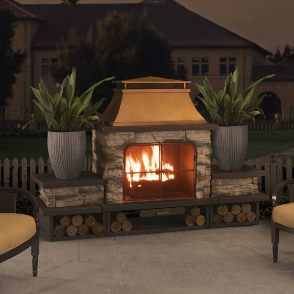 Bel Aire Fireplace Large with Two Table-Flats