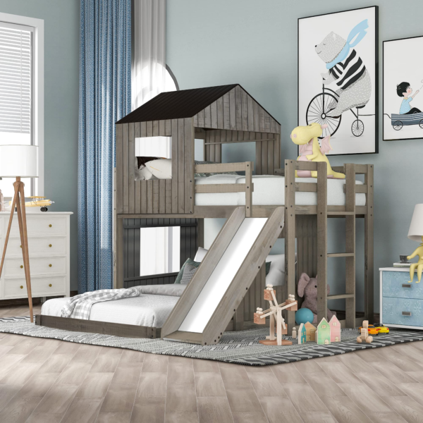 House Bed Bunk Beds with Slide