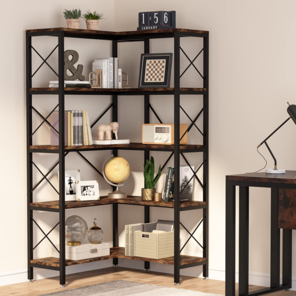 5-Shelf Corner Bookshelf