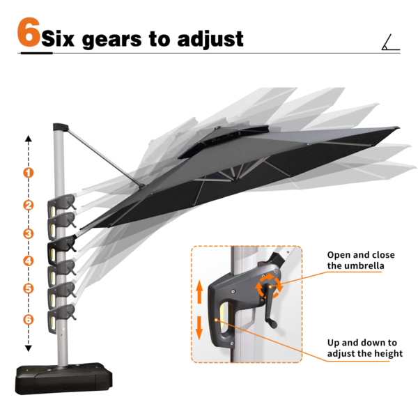 13 Ft Double Top Round Deluxe Patio Umbrella Offset Hanging