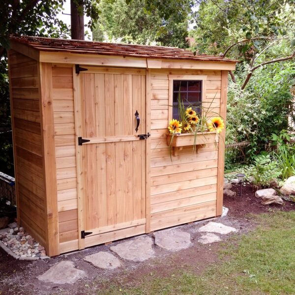 8x4 ft Single Door Cedar Wood Storage Shed