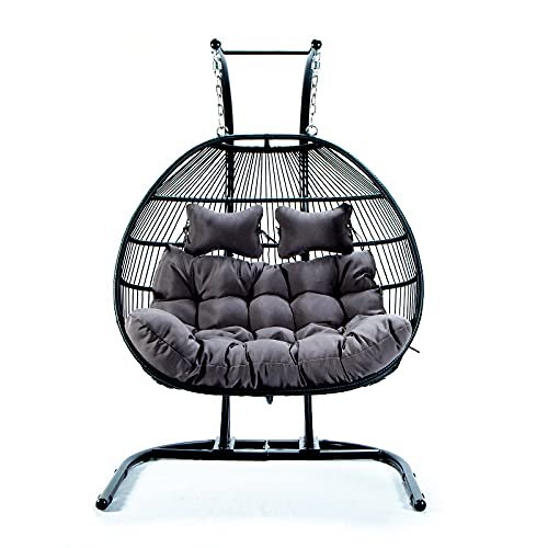 Double Hanging Egg Chair Swing - Hanging Wicker Rattan Swing