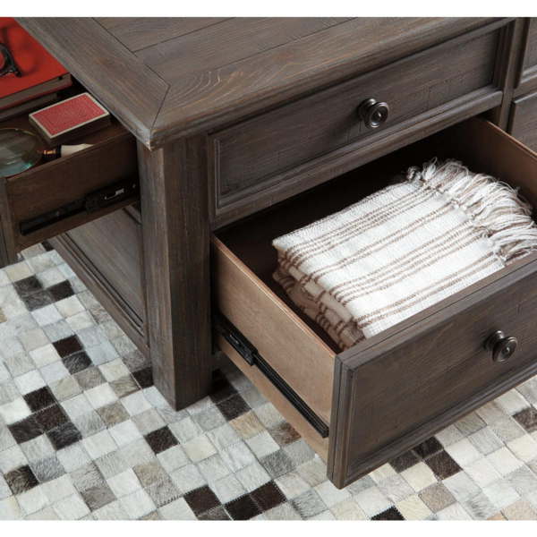 Rustic Rectangular Lift Top Coffee Table with 4 Storage Drawers