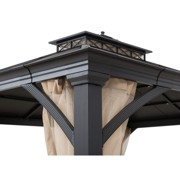 10.5x12.5 ft. Patio Black Steel Frame Hardtop Gazebo with