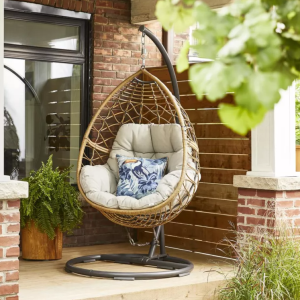 All Weather Single Patio Egg Swing Chair w/ Stand