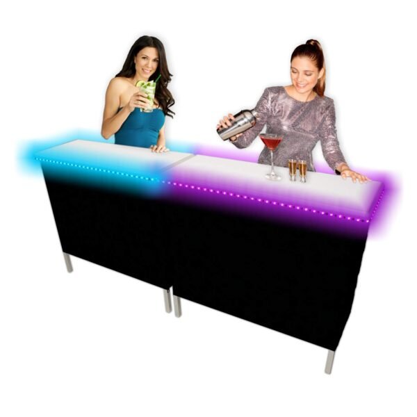 Folding Portable Party Bar withColor-Changing LED Lights, Black