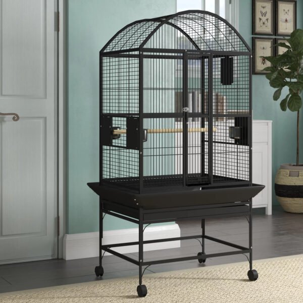 Cleveland 63'' Iron Dome Top Floor Bird Cage with Wheels