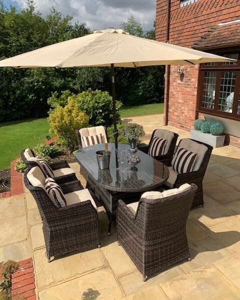 6 Savannah Armchairs 1.8 mtr Oval Set