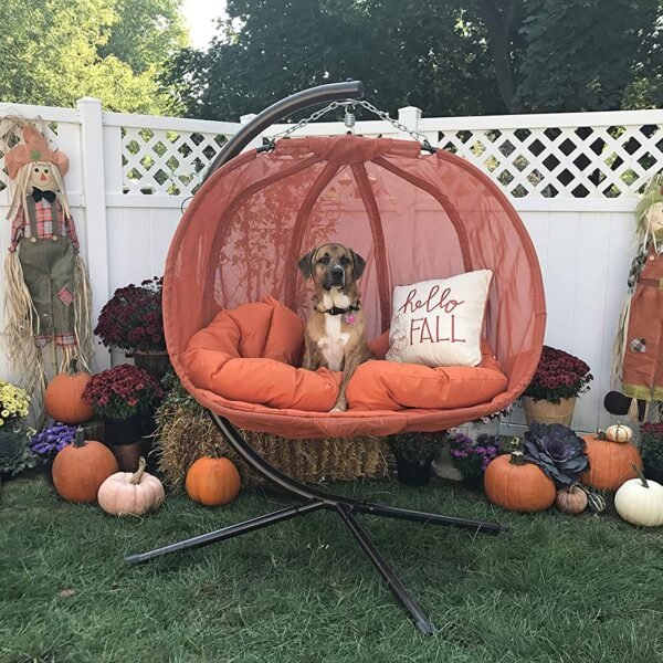 Hanging Pumpkin Loveseat Chair with Stand