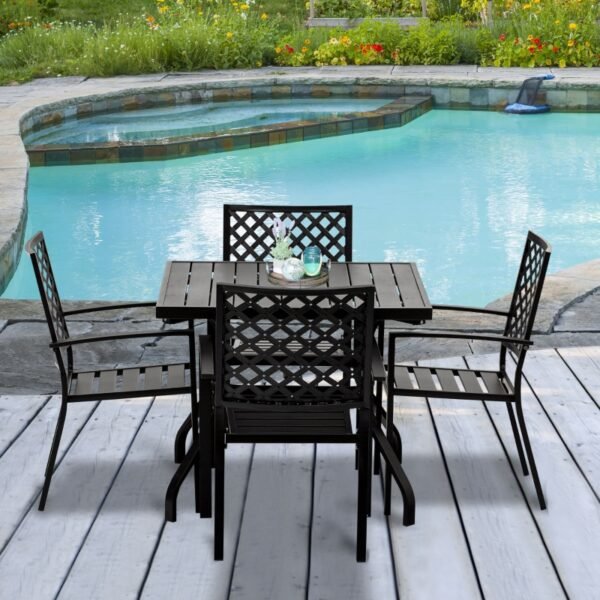 5 PCs Patio Dinning with Table Modern Stylish Chair Metal Frame