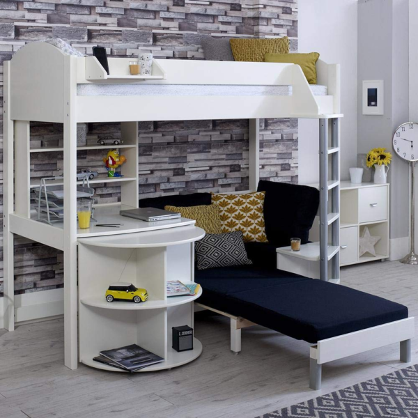 Noah E High Bed, Desk & Sofabed in Black