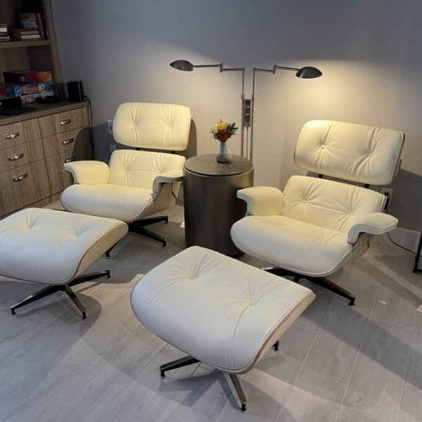 Genuine Leather Recliner with Ottoman