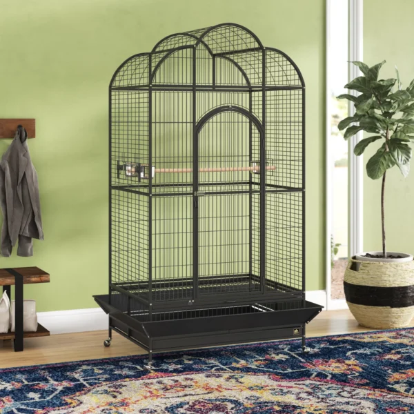 Backes 78.25'' Steel Victorian Top Floor Bird Cage with Wheels