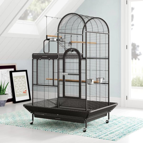 Nickelson 66'' Steel Play Top Floor Bird Cage with Wheels