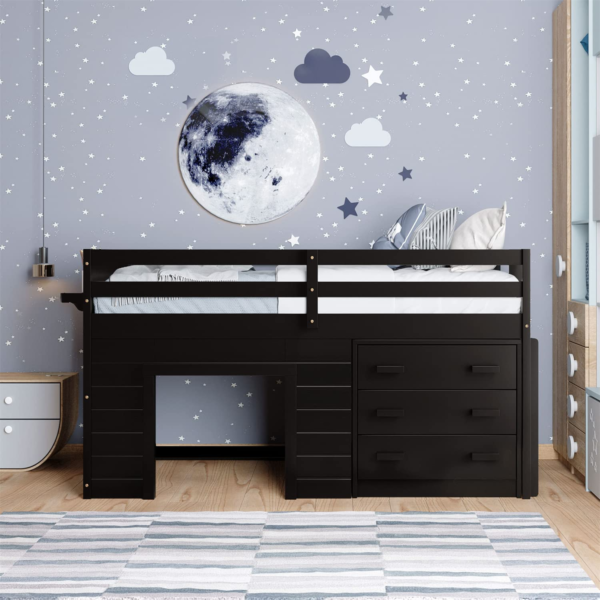 Bellemave Low Loft Beds with 3 Drawers Twin Loft Bed Frame with