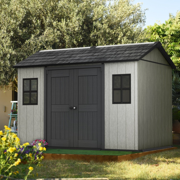 Outdoor Plastic Garden Storage Shed, Grey