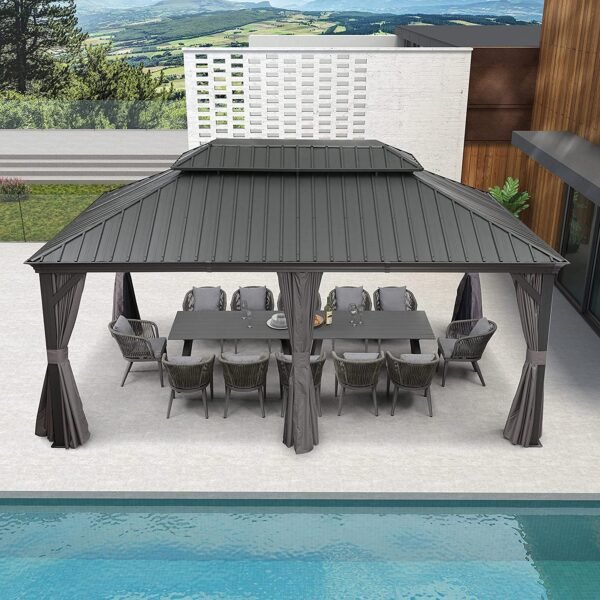 Permanent Hardtop Gazebo Gazebo with Galvanized Steel Double Roof