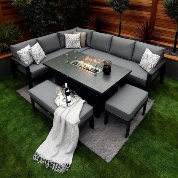 Monaco Luxury Large Grey Rattan Garden Sofa Set 10 Piece Semi