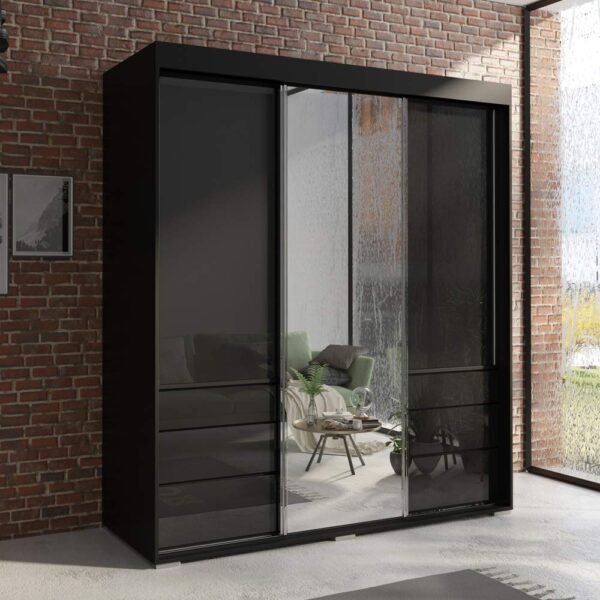 Monaco 3 Door Modern 71" Wardrobe with Mirror