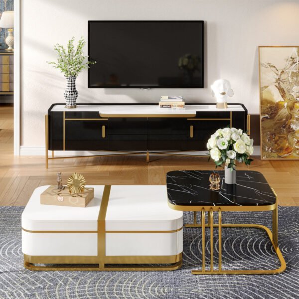 Rectangular Nesting Coffee Table with Storage for Living Room