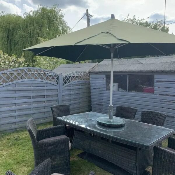 Rattan Garden Dining Table & 6 Chairs with Cushions