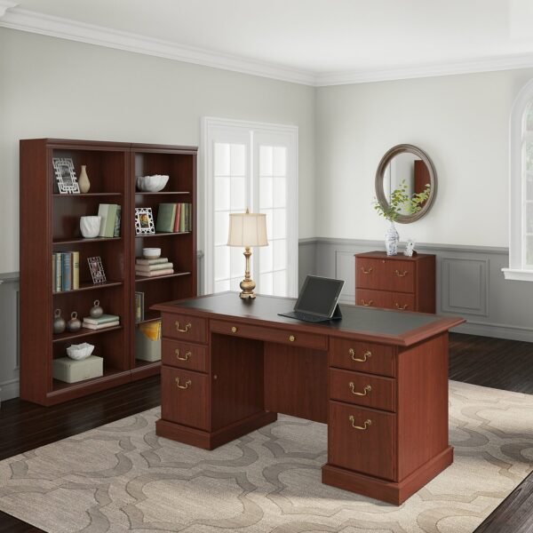Raker 4 Piece Rectangular Executive Desk Office Set