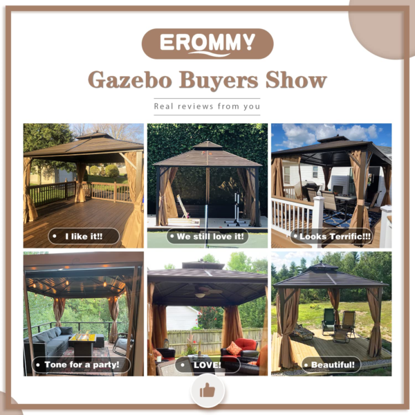 Hardtop Gazebo Galvanized Steel Gazebo Canopy Double Roof
