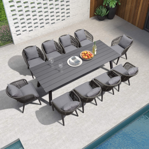 11 Pcs Patio Dining Sets All-Weather Wicker Patio Furniture