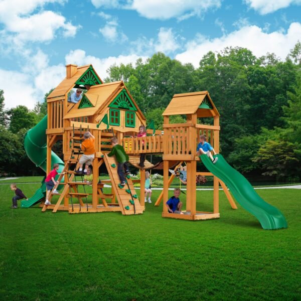 Treasure Trove I Swing Set with Wood Roof