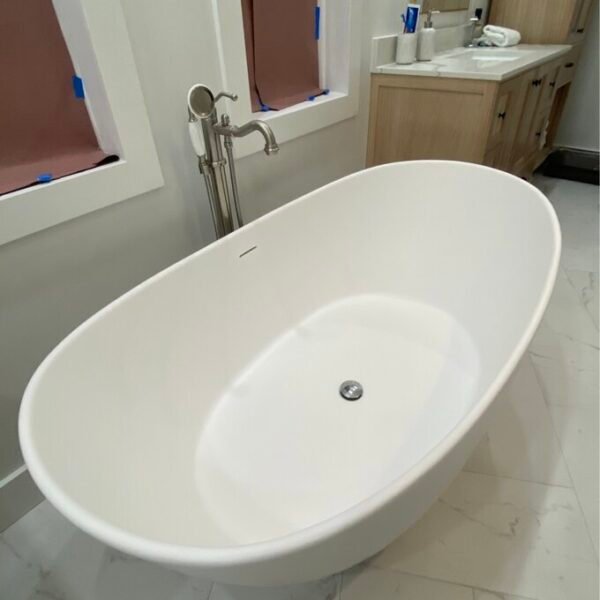 59" x 33" Freestanding Soaking Solid Surface Bathtub