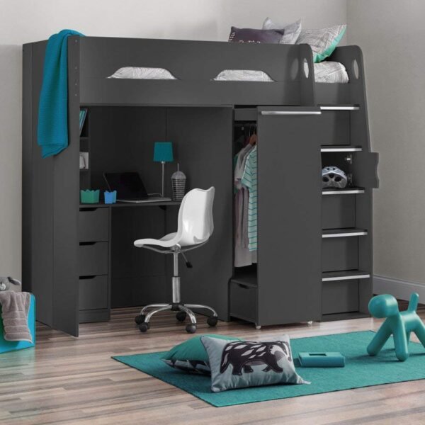 Wood Modern Desk Wardrobe Drawers Cupboards Loft Bunk Frame