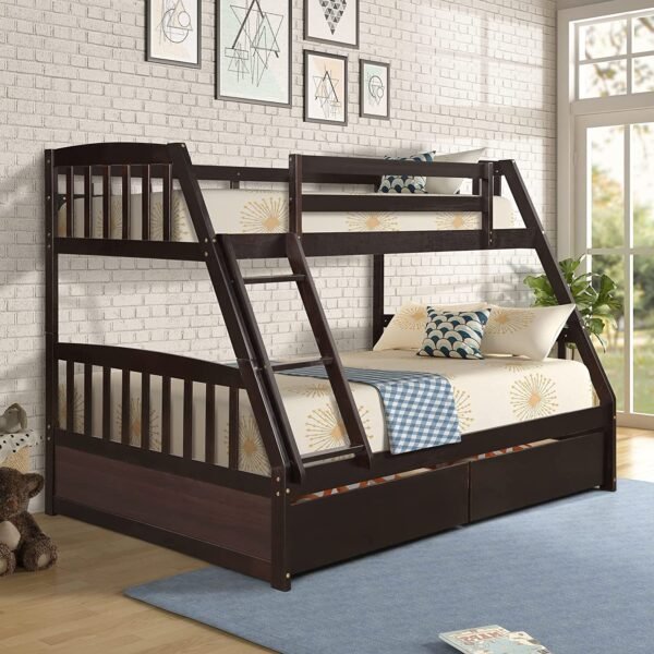 Solid Wood Bunk Bed Frames No Box Spring Needed with Saftey