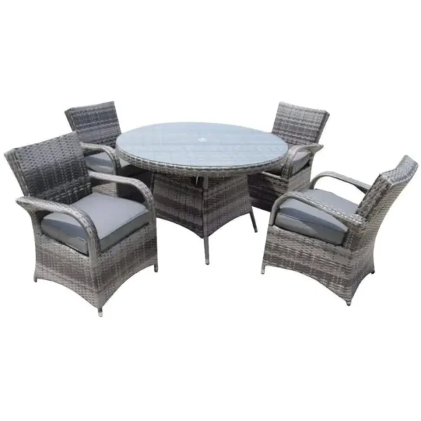 4 Seat Round Rattan Dining Table Chair Garden Furniture
