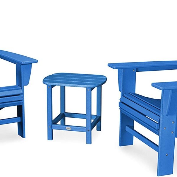 Nautical 3-Piece Curveback Adirondack Chair Set with Side Table